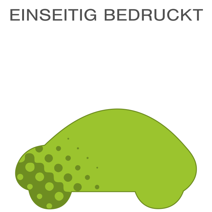 Hochwertige Fassadenfolie in Auto-Form konturgeschnitten <br>einseitig 4/0-farbig bedruckt