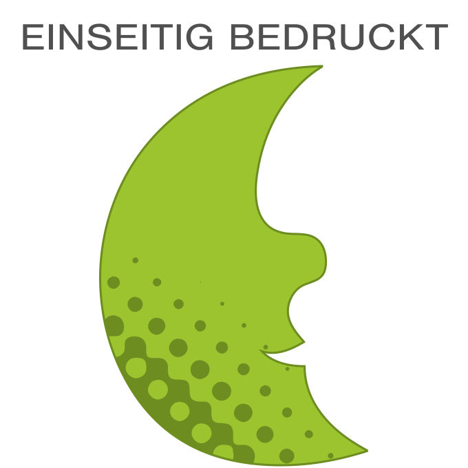 Hochwertige Fassadenfolie in Mond-Form konturgeschnitten <br>einseitig 4/0-farbig bedruckt