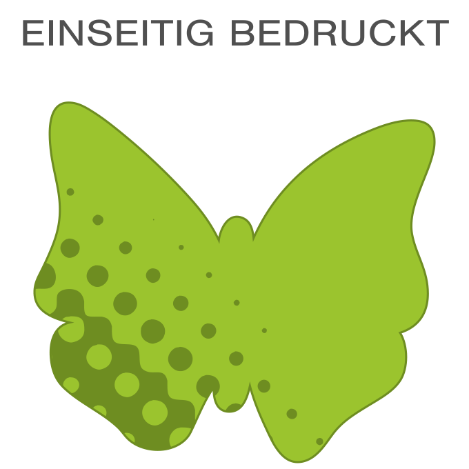 Hochwertige Fassadenfolie in Schmetterling-Form konturgeschnitten <br>einseitig 4/0-farbig bedruckt