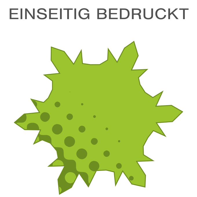 Hochwertige Fassadenfolie in Schneeflocke-Form konturgeschnitten <br>einseitig 4/0-farbig bedruckt