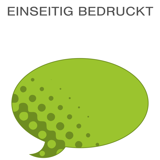 Hochwertige Fassadenfolie in Sprechblase-Form konturgeschnitten <br>einseitig 4/0-farbig bedruckt
