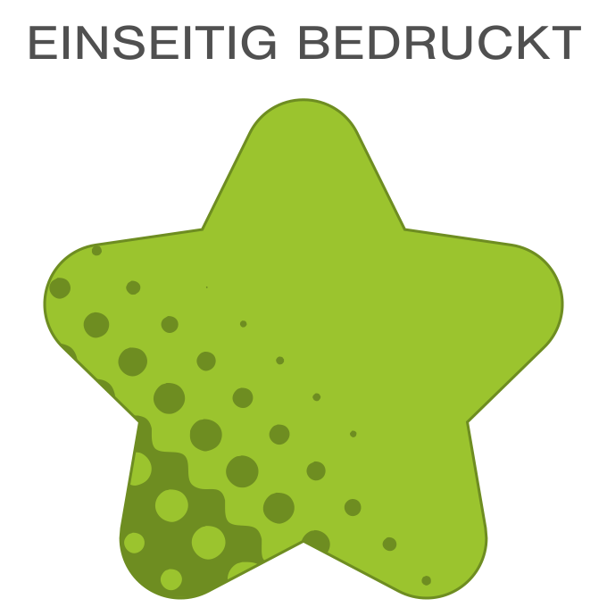 Hochwertige Fassadenfolie in Stern-Form konturgeschnitten <br>einseitig 4/0-farbig bedruckt