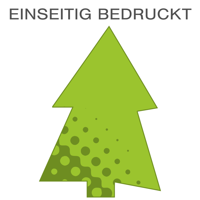 Hochwertige Fassadenfolie in Tannenbaum-Form konturgeschnitten <br>einseitig 4/0-farbig bedruckt