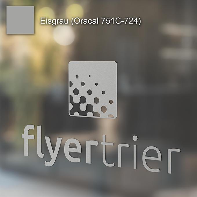 Plottfolie in Eisgrau (Oracal 751C-724) mit freier Wunsch-Kontur<br>montagefertig inkl. Übertragungstape für Schriften und Zeichen