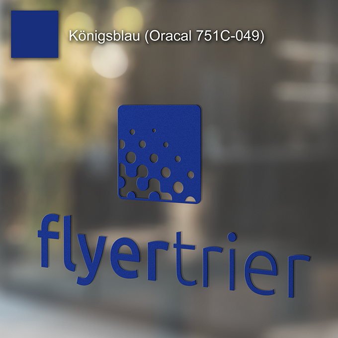 Plottfolie in Königsblau (Oracal 751C-049) mit freier Wunsch-Kontur<br>montagefertig inkl. Übertragungstape für Schriften und Zeichen