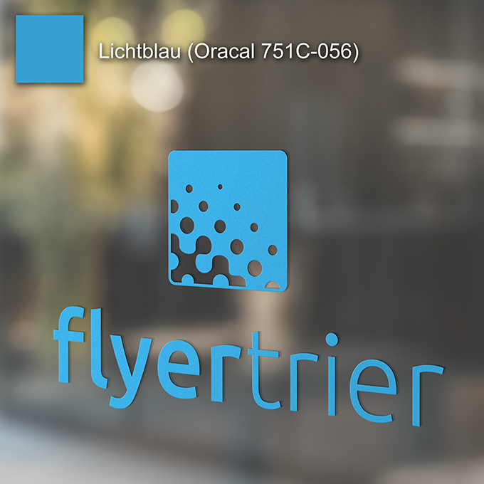 Plottfolie in Lichtblau (Oracal 751C-056) mit freier Wunsch-Kontur<br>montagefertig inkl. Übertragungstape für Schriften und Zeichen