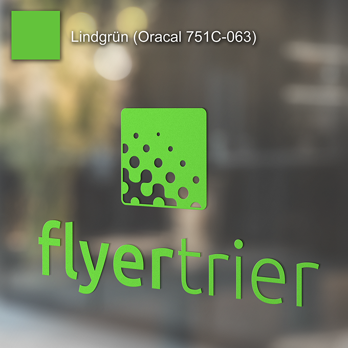 Plottfolie in Lindgrün (Oracal 751C-063) mit freier Wunsch-Kontur<br>montagefertig inkl. Übertragungstape für Schriften und Zeichen