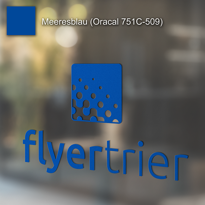 Plottfolie in Meeresblau (Oracal 751C-509) mit freier Wunsch-Kontur<br>montagefertig inkl. Übertragungstape für Schriften und Zeichen