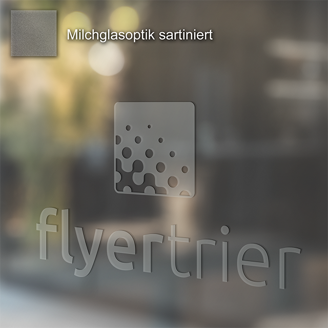 Plottfolie in Milchglasoptik mit freier Wunsch-Kontur<br>montagefertig inkl. Übertragungstape für Schriften und Zeichen