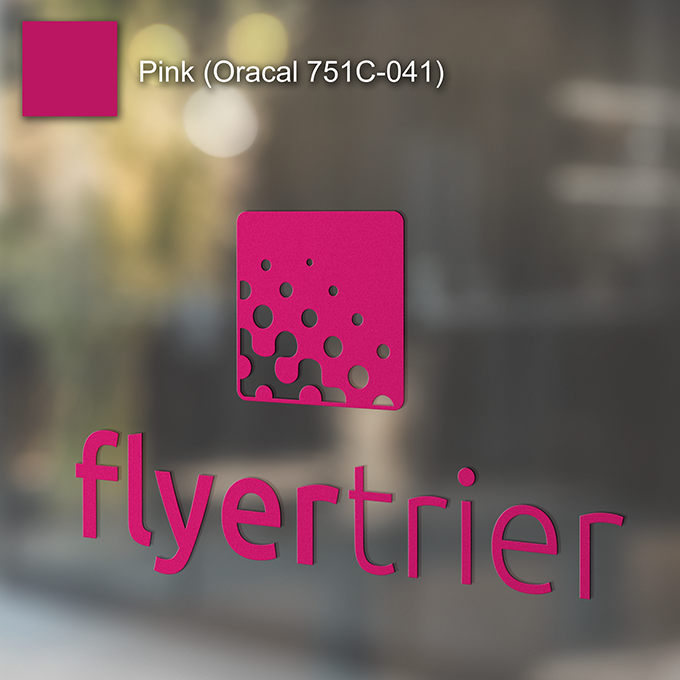 Plottfolie in Pink (Oracal 751C-041) mit freier Wunsch-Kontur<br>montagefertig inkl. Übertragungstape für Schriften und Zeichen