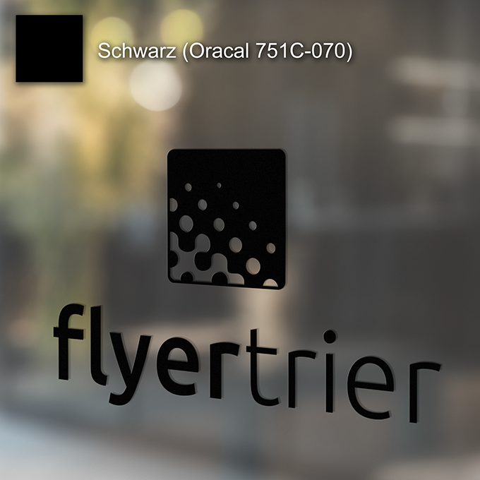 Plottfolie in Schwarz (Oracal 751C-070) mit freier Wunsch-Kontur<br>montagefertig inkl. Übertragungstape für Schriften und Zeichen