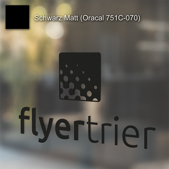 Plottfolie in Schwarz MATT (Oracal 751C-070) mit freier Wunsch-Kontur<br>montagefertig inkl. Übertragungstape für Schriften und Zeichen