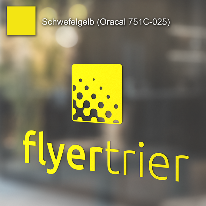 Plottfolie in Schwefelgelb (Oracal 751C-025) mit freier Wunsch-Kontur<br>montagefertig inkl. Übertragungstape für Schriften und Zeichen