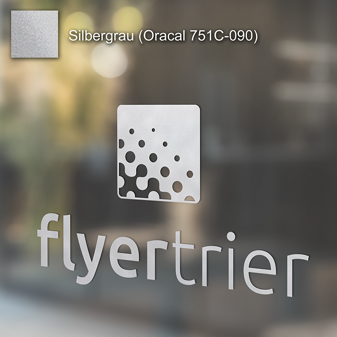 Plottfolie in Silbergrau (Oracal 751C-090) mit freier Wunsch-Kontur<br>montagefertig inkl. Übertragungstape für Schriften und Zeichen