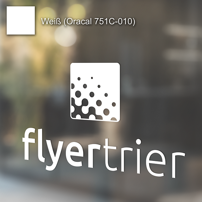 Plottfolie in Weiß (Oracal 751C-010) mit freier Wunsch-Kontur<br>montagefertig inkl. Übertragungstape für Schriften und Zeichen